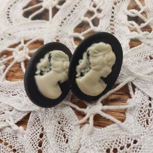 cameo pierced earrings vintage